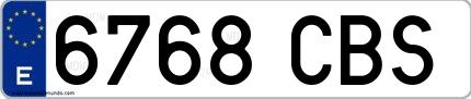 Ejemplo de matrícula española 6768 CBS