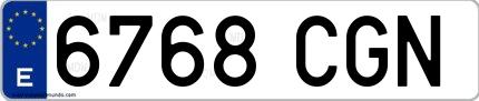 Ejemplo de matrícula española 6768 CGN
