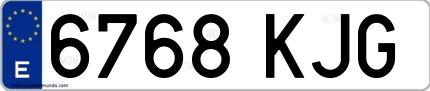 Ejemplo de matrícula española 6768 KJG
