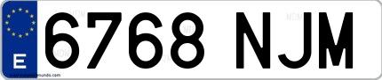 Ejemplo de matrícula española 6768 NJM