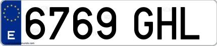 Ejemplo de matrícula española 6769 GHL