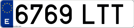 Ejemplo de matrícula de coche ordinaria 6769 LTT