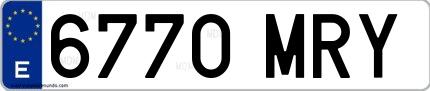 Ejemplo de matrícula española 6770 MRY