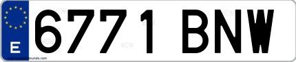 Ejemplo de matrícula española 6771 BNW