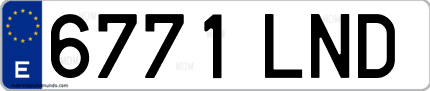 Ejemplo de matrícula de coche ordinaria 6771 LND