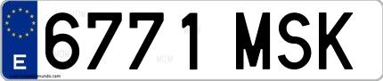 Ejemplo de matrícula de coche ordinaria 6771 MSK