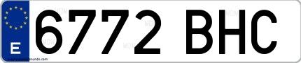 Ejemplo de matrícula española 6772 BHC