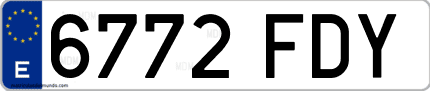 Ejemplo de matrícula de coche ordinaria 6772 FDY
