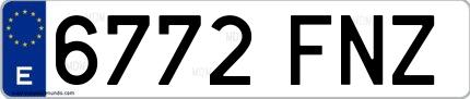 Ejemplo de matrícula española 6772 FNZ