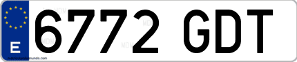 Ejemplo de matrícula de coche ordinaria 6772 GDT
