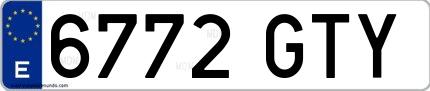 Ejemplo de matrícula española 6772 GTY