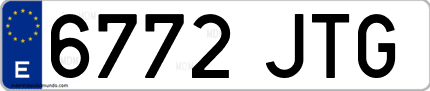 Ejemplo de matrícula de coche ordinaria 6772 JTG