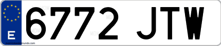 Ejemplo de matrícula de coche ordinaria 6772 JTW