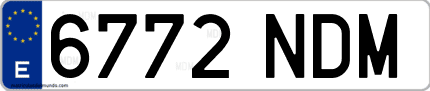 Ejemplo de matrícula de coche ordinaria 6772 NDM
