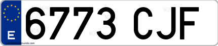 Ejemplo de matrícula de coche ordinaria 6773 CJF