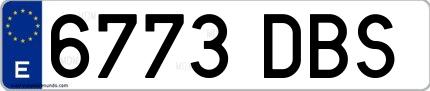 Ejemplo de matrícula española 6773 DBS
