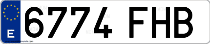 Ejemplo de matrícula de coche ordinaria 6774 FHB