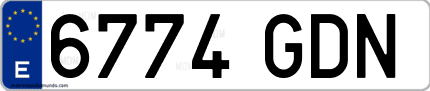 Ejemplo de matrícula de coche ordinaria 6774 GDN