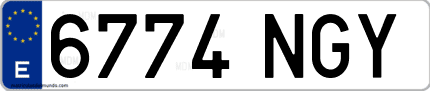 Ejemplo de matrícula de coche ordinaria 6774 NGY