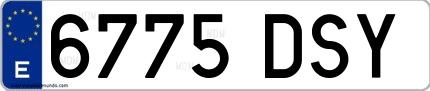 Ejemplo de matrícula española 6775 DSY