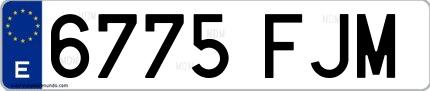 Ejemplo de matrícula española 6775 FJM