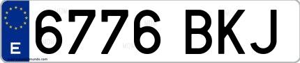 Ejemplo de matrícula española 6776 BKJ