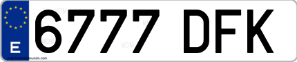 Ejemplo de matrícula de coche ordinaria 6777 DFK