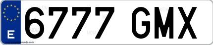 Ejemplo de matrícula española 6777 GMX