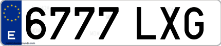 Ejemplo de matrícula de coche ordinaria 6777 LXG