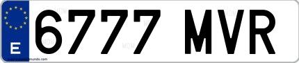 Ejemplo de matrícula española 6777 MVR