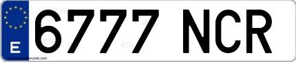 Ejemplo de matrícula española 6777 NCR