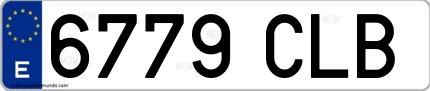 Ejemplo de matrícula de coche ordinaria 6779 CLB