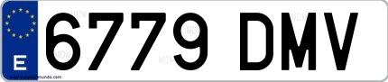 Ejemplo de matrícula de coche ordinaria 6779 DMV