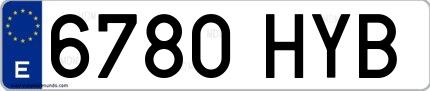 Ejemplo de matrícula española 6780 HYB