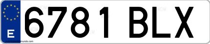 Ejemplo de matrícula de coche ordinaria 6781 BLX