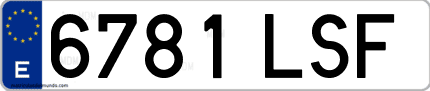 Ejemplo de matrícula de coche ordinaria 6781 LSF