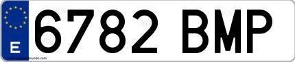 Ejemplo de matrícula española 6782 BMP