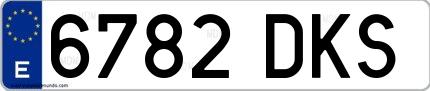 Ejemplo de matrícula española 6782 DKS