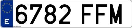 Ejemplo de matrícula española 6782 FFM