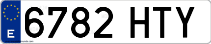 Ejemplo de matrícula de coche ordinaria 6782 HTY