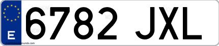 Ejemplo de matrícula de coche ordinaria 6782 JXL