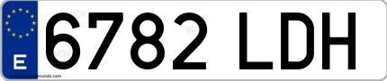 Ejemplo de matrícula española 6782 LDH