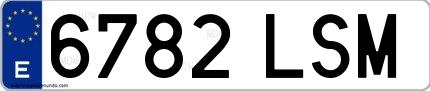 Ejemplo de matrícula española 6782 LSM