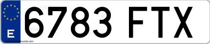 Ejemplo de matrícula española 6783 FTX