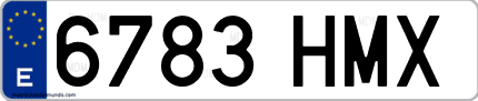 Ejemplo de matrícula de coche ordinaria 6783 HMX