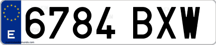Ejemplo de matrícula de coche ordinaria 6784 BXW