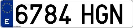 Ejemplo de matrícula española 6784 HGN