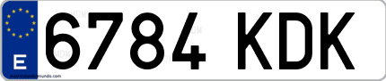 Ejemplo de matrícula de coche ordinaria 6784 KDK
