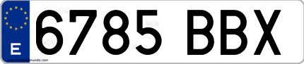 Ejemplo de matrícula de coche ordinaria 6785 BBX