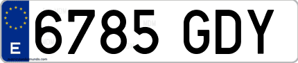 Ejemplo de matrícula de coche ordinaria 6785 GDY